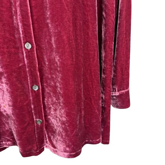 J Jill Womens Velvet Silk Blend Button Up Longline Long Sleeve Shirt Top sz L - Picture 7 of 16